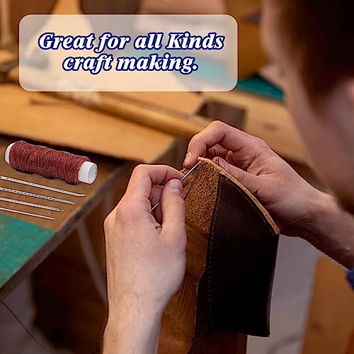 Ftyiwu Waxed Thread Upholstery Needle and Thread 32 Yards Leather Sewing - color: Red Coffee, size: 32Yard