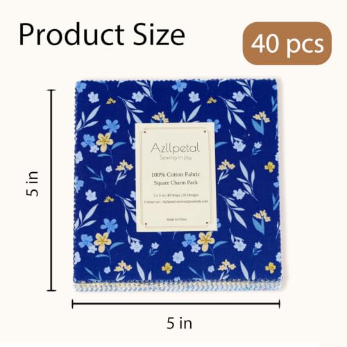 5" Fabric Squares, Cotton Squares, Blue Charm Pack Fabric for Quilting - color: Aqua Sunshine
