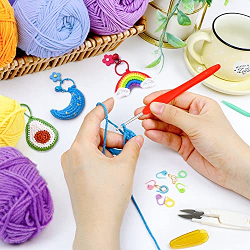 INSCRAFT 113 Piece Crochet Kit with Yarn Set– 1600 Yards Assorted Yarn for Knitting and Crochet, 73PCS Crochet Accessories Set Including Ergonomic Hooks, Knitting Needles & More Ideal Beginner Kit - size: 113 Piece Crochet Kit