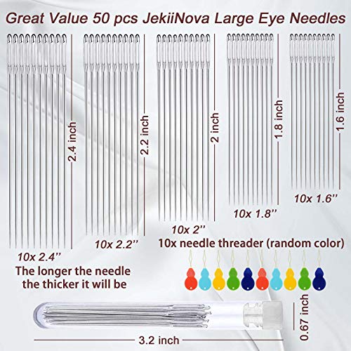 50PCSLarge-Eye Needles for Hand Sewing with Threaders