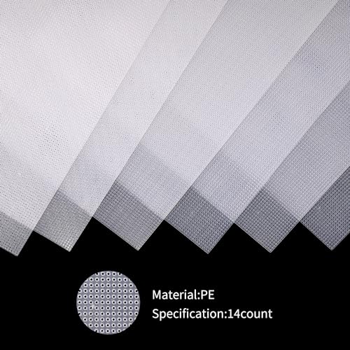 6 PCS 14 Count Plastic Mesh Canvas Sheets, 11x8.2 inch Plastic Cross Stitch Canvas for Cross Stitch, Embroidery, Knit,Crochet DIY Projects and Embroidery Making (Clear) - color: transparent