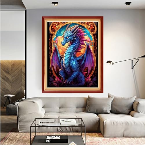Dooxvey Cross Stitch Kits for Adults Beginners,Full Range of Cross-Stitch Stamped Kits Needlepoint Kits for Beginners Embroidery Kits 11CT Cross Stitch Patterns-Rainbow Dragon 16x20 inch - color: Manual Arts 18