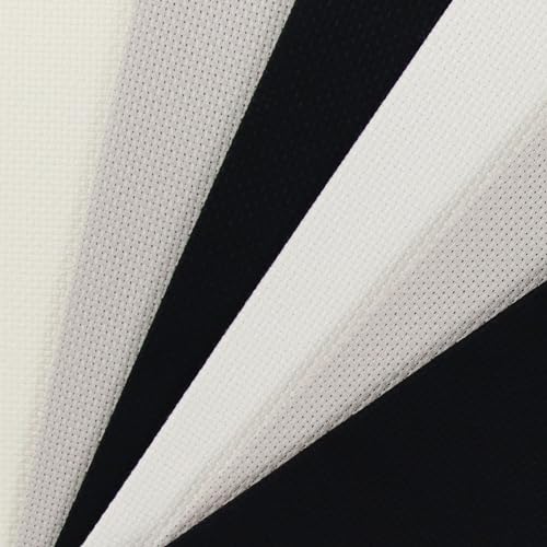 KCS 6 pc of 12" x 18"(30cmx45cm) 14CT Counted Cotton Aida Cloth Cross Stitch Fabric (Antique White+Pearl Grey+Black) - color: Antique White+pearl Grey+black