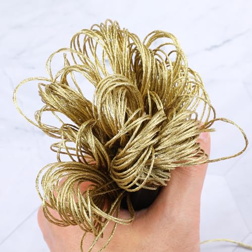 12 Skeins Metallic Embroidery Floss, 8m Each Metallic Gold Embroidery Thread for Cross Stitch, Friendship Bracelets, Sewing, Yarn Crafts & String Art Supplies (Gold)