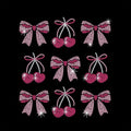 1 Pcs Bowknot Cherry Iron on Rhinestones Transfer, Fruit Hot Fix Iron on Patch Transfer Decals Crystal Heat Transfer Clothing Repair Decor for T-Shirt Hat Jacket Holiday Party - style: Bowknot Cherry