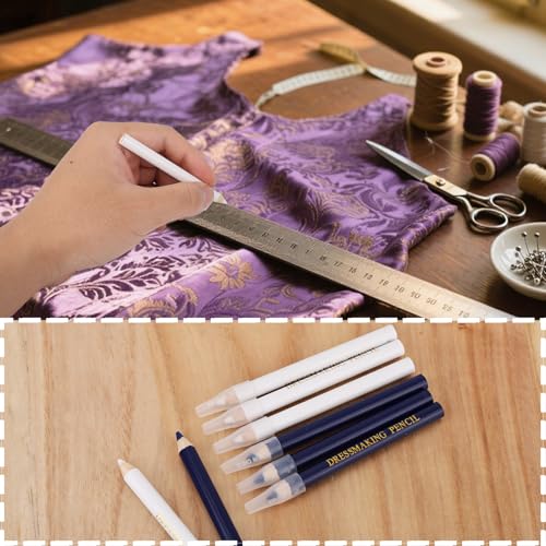 BOXOB 8pcs Tailors Fabric Pencil for Sewing Marking (Blue & White) - color: Blue,White