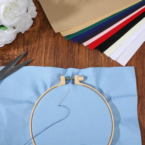 12 Pcs 12 x 18 Inch 14 Count Aida Cloth Cross Stitch Fabric, Pre-Cut Cotton Embroidery Fabric Cloth for DIY Handmade Needlework Art Craft