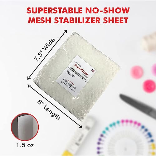 Superpunch No Show Mesh Stabilizer, 1.5 oz, White, 7.5 x 8 in, 500 Sheets - color: White, size: 7.5 inch x 8 inch, 500 Precut Sheets