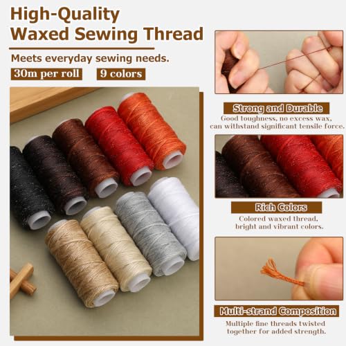 74 PCS Leather Sewing Kit Heavy Duty Sewing Kit Upholstery Repair Kit - color: 9 Colors - 74Pcs