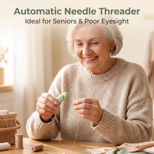 Needle Threader and Seam Ripper with Needle Storage for Sewing, Quilting, Embroidery, 3-in-1 Sewing Tool, Auto Wire Threader, Stitch Remover (Green) - color: Green