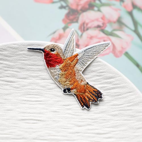Iron/Sew on Applique Repair Patches, A Pair of Hummingbird Patch - color: A Pair of Hummingbird