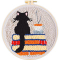 Punch Needle Kit for Beginners Adults-Cat Coffee, with Embroidery Hoop - color: Punch Needle kit-Cat Coffee