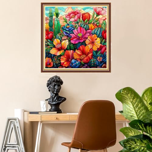 Fanxvivy Stamped Counted Cross Stitch Kits for Adults Printed Cross-Stitch Patterns 11CT Stamped or Counted Cross Stitching Embroidery Kit Needlepoint Kits-Colorful Flowers Succulent Plants 18x18 inch - color: Artkits10