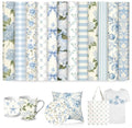 JarThenaAMCS 12 Sheets Blue Floral Heat Transfer Vinyl HTV Iron on Vinyl Watercolor Hydrangea Flower Bow Adhesive Vinyls for Spring Summer Clothing Costume DIY Fabric Crafts, 12 x 10 Inch - style: Blue Floral Bow