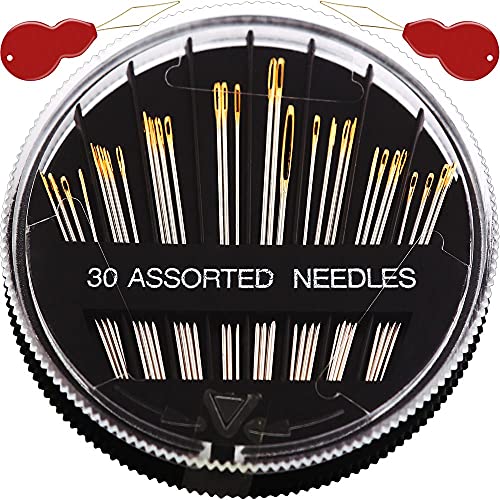 Premium 30/60 Pack Sewing Needles for Hand Sewing Repair with 2 Threaders, 6 Sizes Assorted Large Eye Stitching Needles for Embroidery and Handsewing - color: 30 Pcs-B