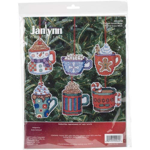 Janlynn Counted Cross Stitch Kit, Coca Mug Ornaments,Brown