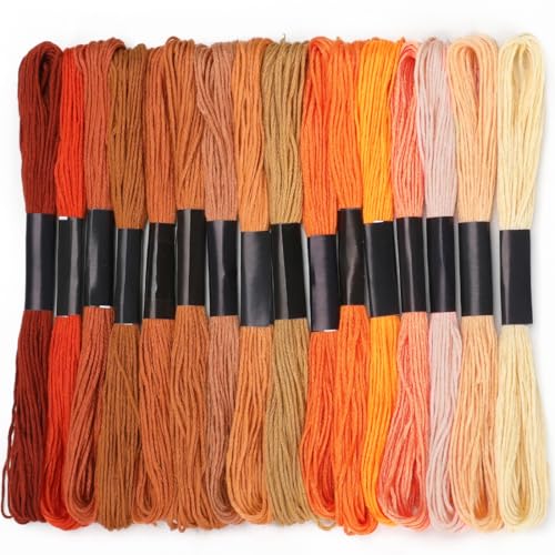 Embroidery Floss 16 Skeins 8.7 Yard Orange Friendship Bracelet String Cross Stitch Threads for Jewelry Making Bracelet Stitching Thread Floss Bracelets Making Yarn - color: Orange
