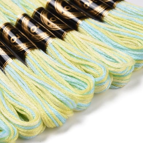 10 Skeins Champagne Gold 0.5mm 6-Ply Polyester Embroidery Floss Cross Stitch Threads Segment Dyed Gradient for DIY Craft Hand Sewing Knitting DIY Crafts Jewelry Making 8.75 Yards(8m)/Skein - color: Champagne Gold