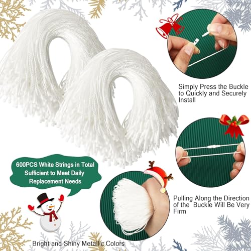 JUNEBRUSHS 600PCS White Halloween Ornament Hooks Ornament Hangers with Snap - color: White