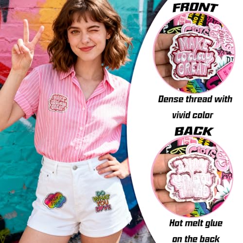 J.CARP Phrase Iron on Patches Embroidered Large Patch Sew on for Clothing, Hats, Backpacks, Jackets, and Purse 25Pcs - color: Phrase Patches 25Pcs