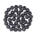 AD Beads Natural Gemstone 8mm Round Loose Beads Big Hole 2.5mm Sized 40pcs (Black Lava Stone) - color: Black Lava Stone