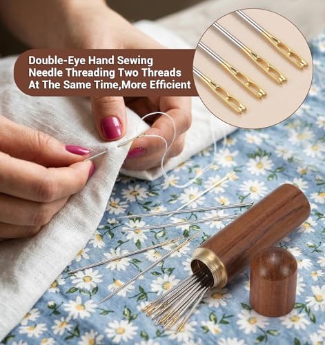 15 PCS Self Threading Needles for Hand Sewing, Easy Thread Needles for Hand Sewing with Metal Storage Tube, Stainless Steel Embroidery Sewing Needles (3.6, 3.8, 4.2 Cm)