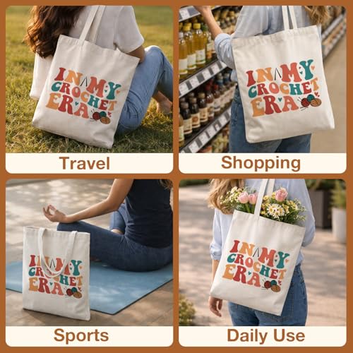 Cute Goose Crochet Canvas Tote Bag for Women - color: Crochet