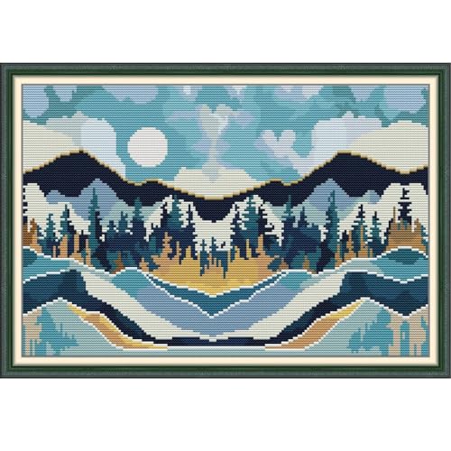 Svarog 14CT Stamped Cross Stitch Kit for Beginners - Easy & Stylish DIY Embroidery with Simple Patterns, Ideal for Women’s Relaxation | Forest of The Valley | 15.8 x 11 inch - color: Forest of the Valley 15.8 x 11 inch