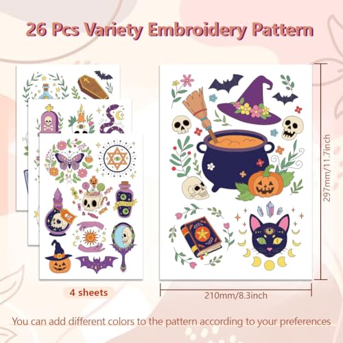 peacoblue Halloween Witchcraft Stick and Stitch Embroidery Patterns - color: Halloween witchcraft