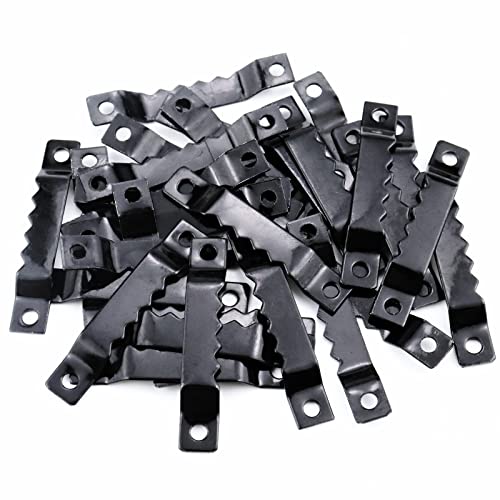 Sawtooth Picture Hangers,100 Pcs Black Steel Photo Frame Hanging Hangers 200 Screws for Wall Clock Paintings Wood Craft Decor Artwork Signs Posters Picture Frame Sketch Hanger,Cross-Stitch (Black) - color: Black