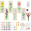 FREEBLOSS 6 Set Cross Stitch Bookmark Kits 11CT 8"x2.4" Vivid Flowers - style: Flower Branches 1