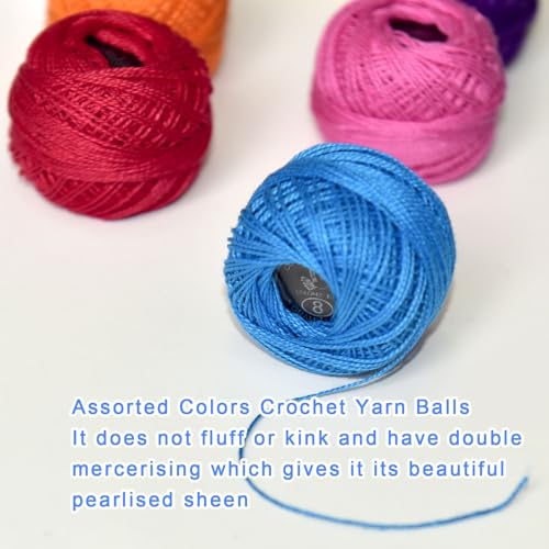 Crochet Thread 10 Balls Cardinal Size 8 for Crochet Hardanger Cross Stitch Needlepoint Hand Embroidery (Cool Color Series) - color: Cool Color Series