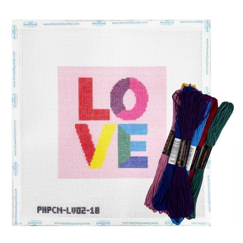 Howie's Needlepoint Needlepoint Kits for Adults & Beginners, 18 Mesh Printed Needlepoint Canvas, Stamped Patterns Canvas Starter Kits(Love,5"x 5") - color: LOVE