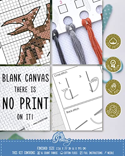 Povitrulya Dinosaur Counted Cross Stitch Kit Pterodactyl - DIY Bookmark Set for Hand Embroidery, Suitable for adultss - color: Pterodactyl