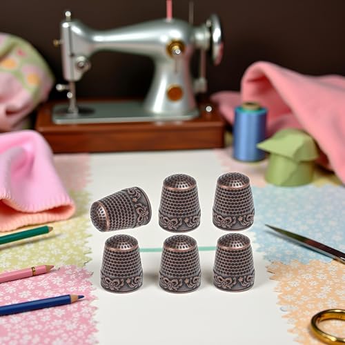 6Pcs Sewing Thimbles,Brass Metal Fingertip Protector, Quilting Craft Accessories Knitting Needlework for DIY Hand Sewing Tools Sewing Notions and Supplies,Sewing Thimbles,Metal Thimble