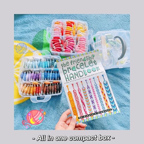 Athena’s Elements 4 Tiers Embroidery Floss Thread Kit, Including 210 Colors Cross Stitch Sewing Thread with Embroidery Accessories, with Making Book Guide, Storage Organizer Box