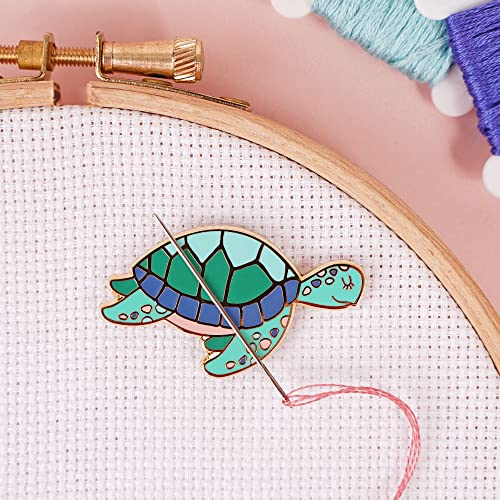Caterpillar Cross Stitch Needle Minder - Turtle for Cross Stitch, Sewing, Embroidery and Needlework Craft Accessories, Enamel and Magnetic