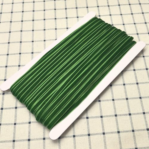 Chenkou Craft Christmas Green 10 Yards 1/4" Velvet Ribbon Lots Bulk (Green, 1/4"(6mm)) - color: Green, size: 1/4"(6mm)