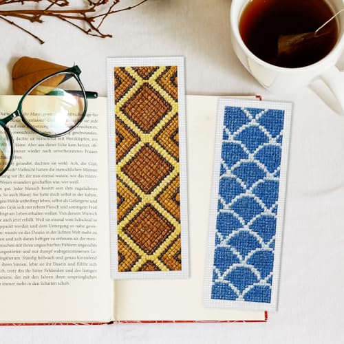 INFUNLY 6pcs Animal Textures Cross Stitch Bookmark Kit for Beginners DIY Leopard Print Embroidery Bookmark Kits Zebra Stripes Needlepoint Kit with Instruction Easy Cross Stitch Set for Book Readers - style: Animal Patterns
