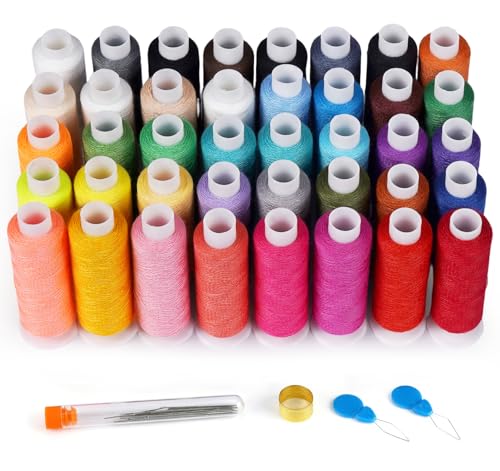 ilauke 40 Spools Sewing Thread Set – 36 Colors + Extra 2 White & 2 Black