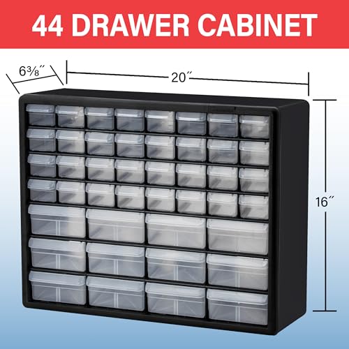 Akro-Mils 44-Drawer Plastic Storage Cabinet, 20"W x 6"D x 16"H, Yellow - color: Yellow, size: 44 Drawer, style: 1 Pack