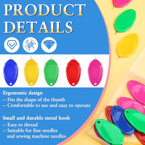 Fedmut 35PCS Needle Threaders 5 Colors Thumb Shape Sewing Needle Threader - color: 35pcs