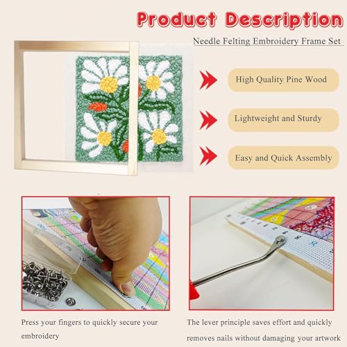 16 Pcs 4 Sets Stretcher Bars for Needlework Canvas Stretcher Bars 10 Different Size Combinations Embroidery Stretcher Bars for Cross Stitch Frame Set with Thumbtack and Remover Tool(Large Size) - size: large