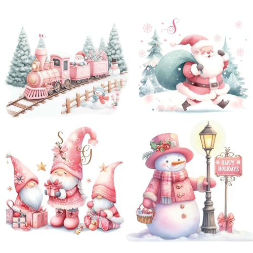 Christmas Iron On Patches Winter Holiday Theme Heat Transfer Decals for Kids Clothing Xmas Party Decorations 5 Sheets - color: Christmas