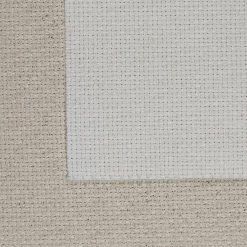 KCS 2 pc of 15" x 18"(38cmx45cm) Counted Cross Stitch Cotton Aida Cloth Needlework Fabric Box (Antique White+Oatmeal, 14CT) - color: Antique White+oatmeal, size: 14CT