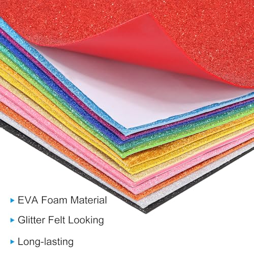PATIKIL 2mm(1/10") Thick Adhesive Glitter Foam Sheet 16x24inch(40x60cm) Green, EVA Shiny Foam Board for Craft, 6 Pcs - color: Green
