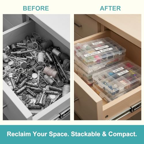 4 Pack 36-Grid Adjustable Organizer Box, Clear Storage for Beads & Jewelry - size: 4 Pack