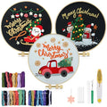 TINDTOP Christmas Embroidery Kit for Adult Beginners, 3 Sets Embroidery Stitch Practice kit Include Embroidery Cloth Hoops Threads for Craft Lover Hand Stitch - color: Christmas