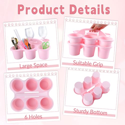 gisgfim 6 Pack Classroom Caddy Organizer with Handle, 6 Compartments, Pink - color: Pink