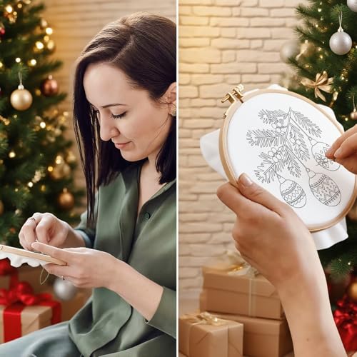 ORIGACH 6 Pcs Christmas Embroidery Kit for Beginners - style: Christmas